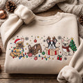 French Bulldog Christmas Santa Hat Reindeer Gift Box Holiday Lights embroidered sweatshirt — front view