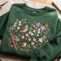 Personalized Spring Birds Cherry Blossom Butterfly Floral Branch embroidered sweatshirt — front view