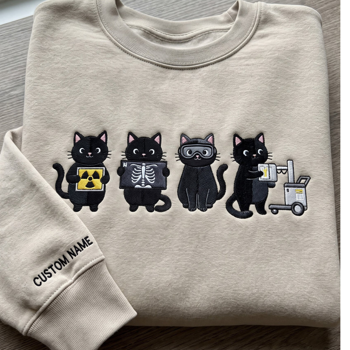 Personalized Radiology Cat X-Ray Black Cat Radiologist embroidered sweatshirt — front view