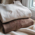 Coffee Heart Minimalist Script embroidered sweatshirt — front view