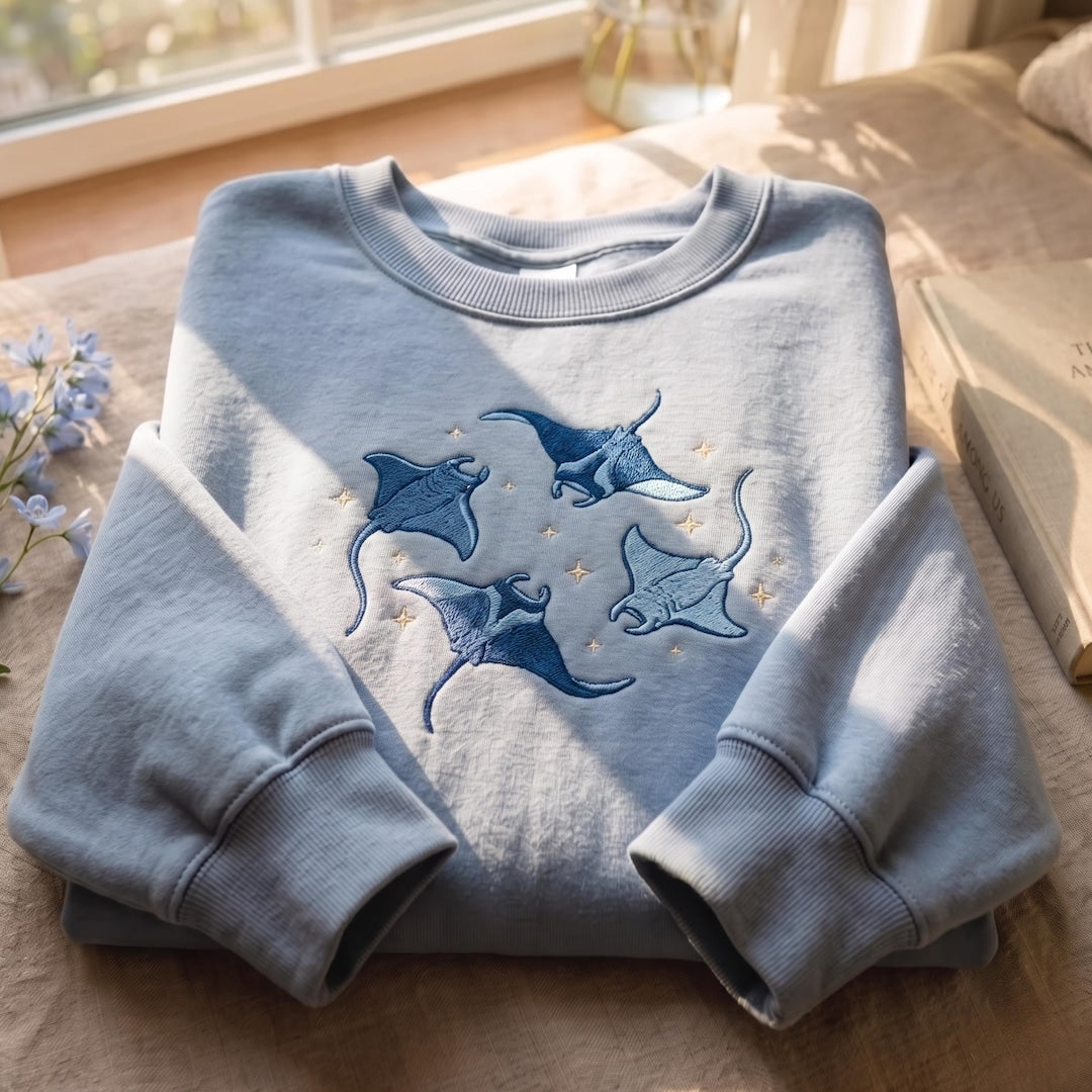 Manta Ray Constellation Stars Ocean Wildlife embroidered sweatshirt — front view