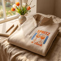 Spritz O'clock Two Cocktail Glasses Summer Drink embroidered sweatshirt — front view