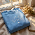 Sun Wave Heart Ocean Boho Minimalist Line Art embroidered sweatshirt — front view
