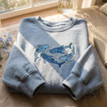 Whale Shark Ocean Celestial Stars embroidered sweatshirt — front view