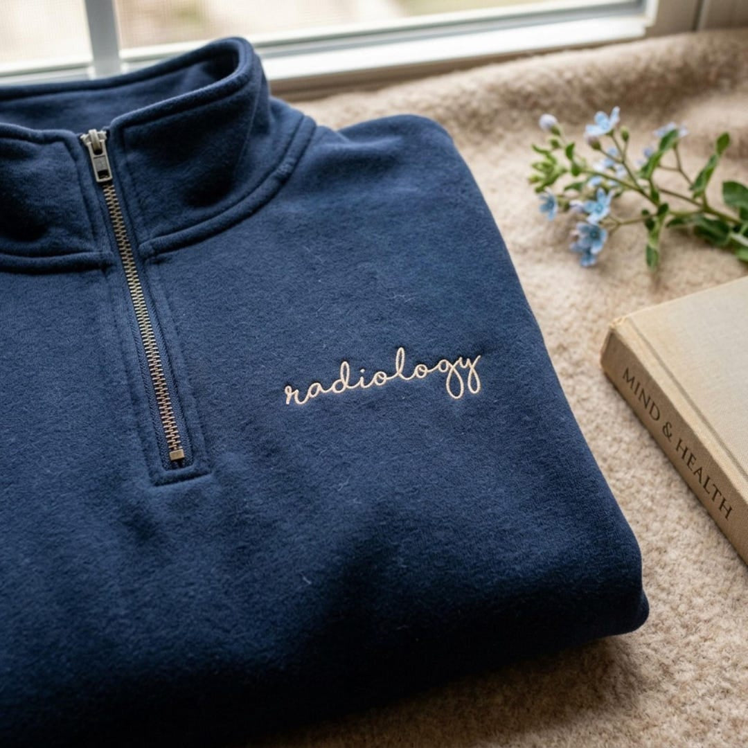 Radiology Script Left Chest embroidered sweatshirt — front view