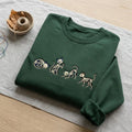Custom Name Skeleton Cat Halloween Poses embroidered hoodie — front view