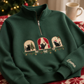 Personalized Black Cat Christmas Windows Garland Bow Custom Name Embroidered Quarter-Zip