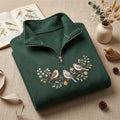 Personalized Songbirds on Branch Botanical Floral embroidered sweatshirt — front view