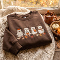Personalized Halloween Ghost Bear Pumpkin Fall Autumn Leaves embroidered sweatshirt — front view