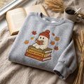 Personalized Reading Ghost Beanie Autumn Leaves Stack Books embroidered sweatshirt — front view