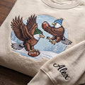 Personalized Bald Eagle Football Winter Beanie Hat Snow Scene embroidered sweatshirt — front view
