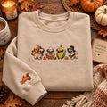 Thanksgiving Pug Turkey Pie Corn Pilgrim Costume Fall embroidered sweatshirt — front view
