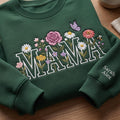 Personalized Mama Wildflower Garden Butterfly Bee Kids Names Sleeve embroidered sweatshirt — front view
