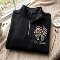 Personalized Dentist Floral Wildflower Tooth embroidered sweatshirt — front view