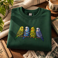 Personalized Christmas Budgie Parakeet Holiday Lights embroidered sweatshirt — front view