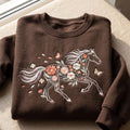 Personalized Floral Horse Wildflower Botanical Butterflies embroidered sweatshirt — front view