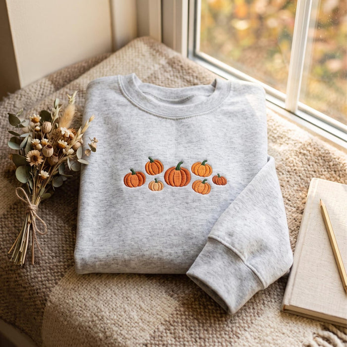 Fall Pumpkin Patch Cluster Autumn Embroidered Sweatshirt