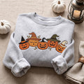 Personalized Halloween Five Witch Hat Pumpkins Jack-O-Lantern embroidered sweatshirt — front view