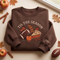 Personalized Tis the Season Football Apple Pie Fall Leaves Cinnamon embroidered sweatshirt — front view