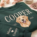 Personalized Custom Pet Photo Portrait Dog Name Year Sleeve Names embroidered sweatshirt — front view