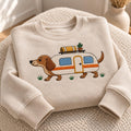 Personalized Dachshund Camper RV Camping Wiener Dog embroidered sweatshirt — front view