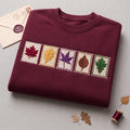 Fall Autumn Leaf Postage Stamp Five Panel Botanical embroidered sweatshirt — front view