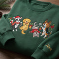 Personalized Christmas Dogs Hanging Garland Santa Reindeer Lights embroidered sweatshirt — front view