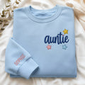 Personalized Auntie Bold Script Stars Left Chest embroidered sweatshirt — front view