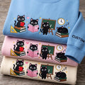 Personalized Teacher Black Cat Classroom Apple Book Chalkboard Custom Name embroidered sweatshirt — front view