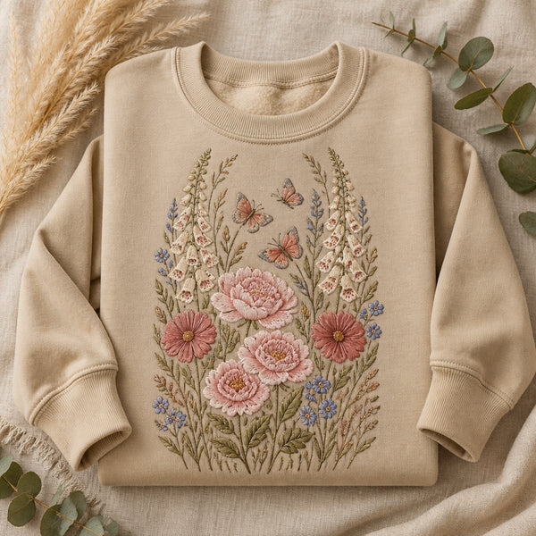 Wildflower Garden Arch Botanical Floral Women embroidered sweatshirt — front view