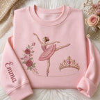 Personalized Ballet Dancer Scene Custom Name embroidered sweatshirt — front view
