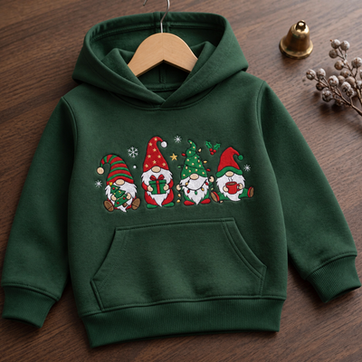 Personalized Four Christmas Gnomes Holiday Festive Embroidered Youth Hoodie