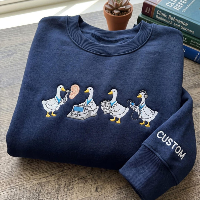 Personalized Audiologist Goose Hearing Test Equipment Embroidered Sweatshirt
