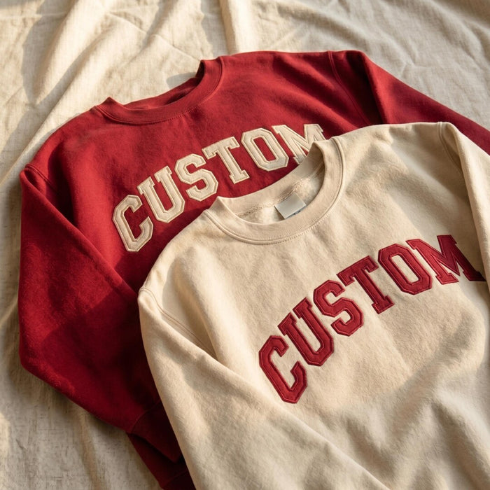 Personalized Custom Name Collegiate Arch Matching Couple Embroidered Sweatshirt