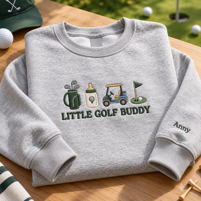 Personalized Little Golf Buddy Baby Golf Bag Cart Flag Bottle Embroidered Sweatshirt