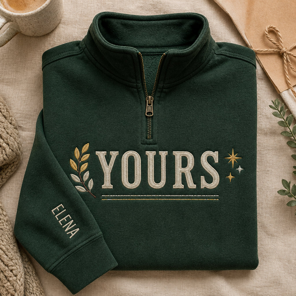 Personalized Script Name Custom Chest embroidered quarter-zip — front view
