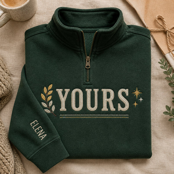 Personalized Script Name Custom Chest embroidered quarter-zip — front view