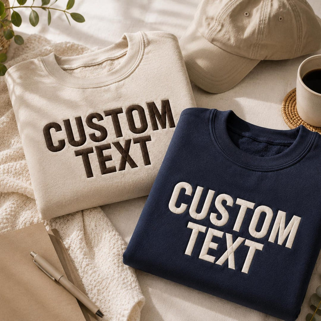 Personalized Custom Text Bold Block Letter embroidered sweatshirt — front view