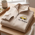 Personalized School Bus Daisy Flowers Teacher Name embroidered sweatshirt — front view