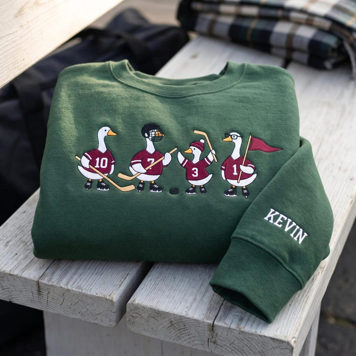 Personalized Hockey Geese Player Number Custom Name Embroidered Sweatshirt
