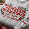 Personalized Jesus Is the Reason for the Season Christmas Faith embroidered hoodie — front view