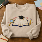 Teacher Life Classroom Scene Crew Neck embroidered sweatshirt — front view