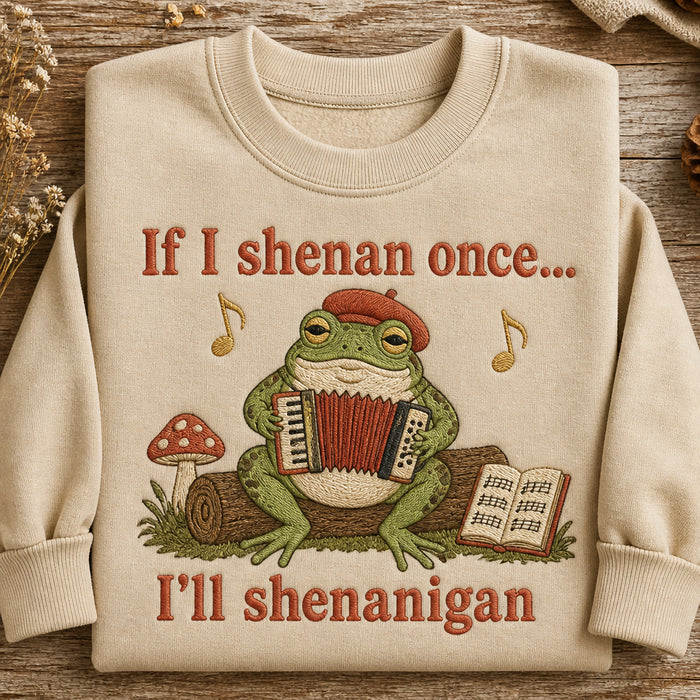 Funny Frog Accordion Shenanigan Cottagecore Embroidered Sweatshirt