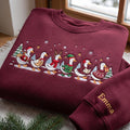 Personalized Christmas Goose Parade Santa Elf Reindeer Sweater Custom Name Sleeve embroidered sweatshirt — front view