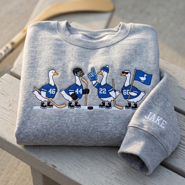 Personalized Hockey Geese Fan Jersey Number Custom Name Sleeve embroidered sweatshirt — front view