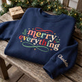 Personalized Merry Everything Holly Stars Script Christmas Custom Name Sleeve embroidered sweatshirt — front view