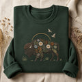Wild Bison Meadow Scene Floral Chest embroidered sweatshirt — front view