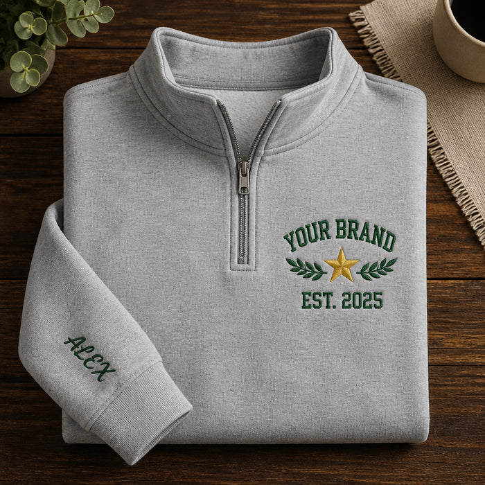 Personalized Your Name Logo Left Chest Embroidered Quarter-Zip