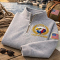 1776 Land of the Free Patriotic Bald Eagle Laurel Wreath American Flag embroidered sweatshirt — front view