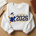 Class of 2026 Graduation Goose Diploma Cap Gown embroidered sweatshirt — front view